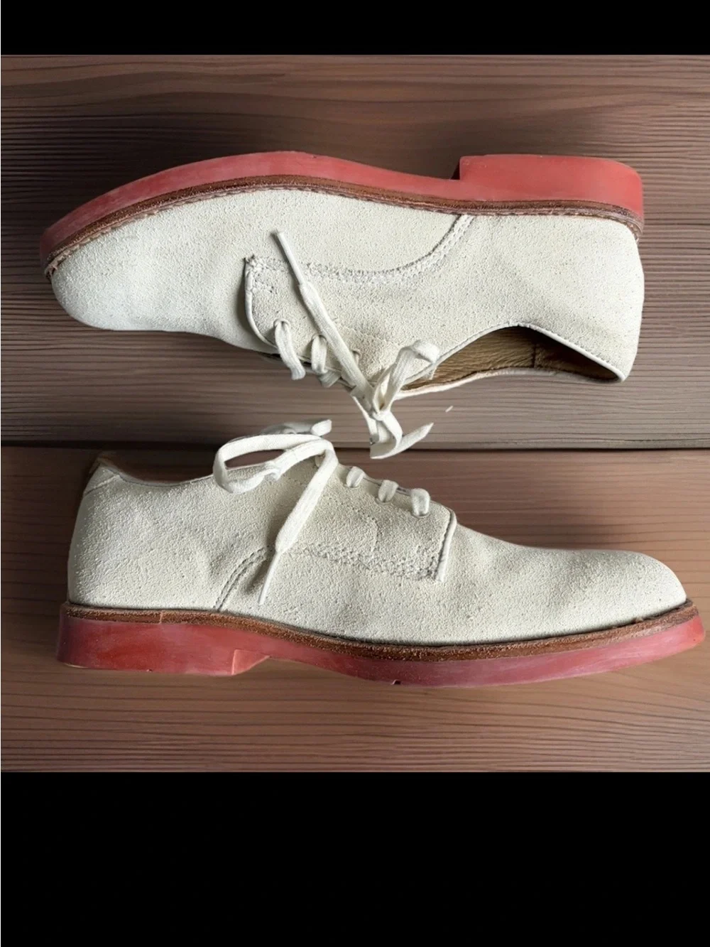 RALPH LAUREN Oxfords Youth Boys Size 4 Ivory Barton Suede Loafers Lace Up Preppy